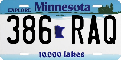 MN license plate 386RAQ
