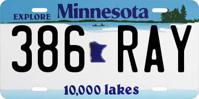 MN license plate 386RAY