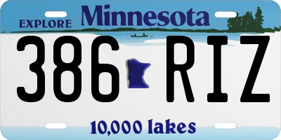 MN license plate 386RIZ