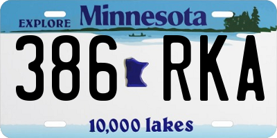 MN license plate 386RKA