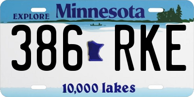 MN license plate 386RKE