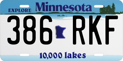 MN license plate 386RKF
