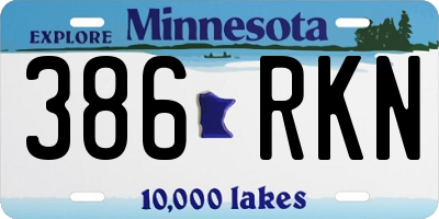 MN license plate 386RKN