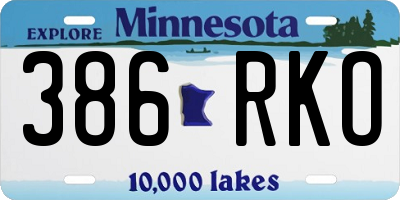 MN license plate 386RKO