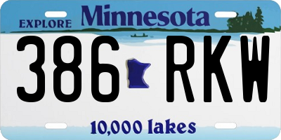 MN license plate 386RKW