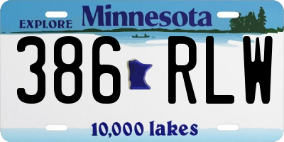 MN license plate 386RLW