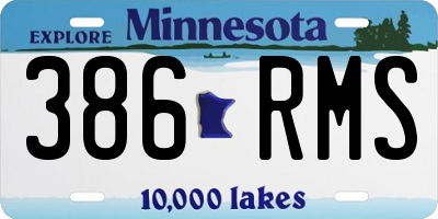 MN license plate 386RMS