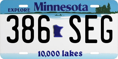 MN license plate 386SEG
