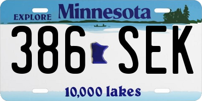 MN license plate 386SEK