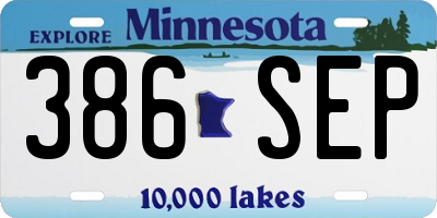 MN license plate 386SEP
