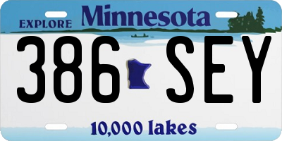 MN license plate 386SEY