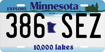 MN license plate 386SEZ
