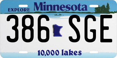 MN license plate 386SGE
