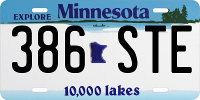 MN license plate 386STE