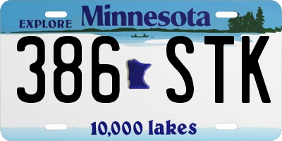 MN license plate 386STK