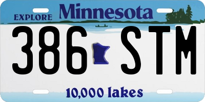 MN license plate 386STM
