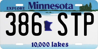 MN license plate 386STP