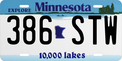 MN license plate 386STW
