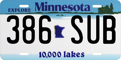 MN license plate 386SUB