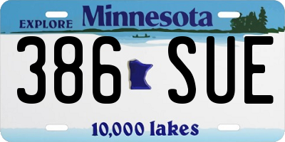 MN license plate 386SUE