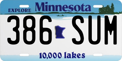 MN license plate 386SUM