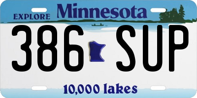 MN license plate 386SUP