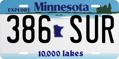 MN license plate 386SUR