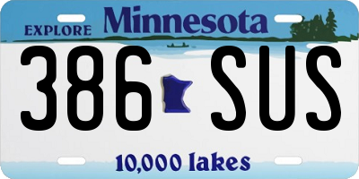 MN license plate 386SUS