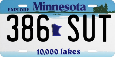 MN license plate 386SUT