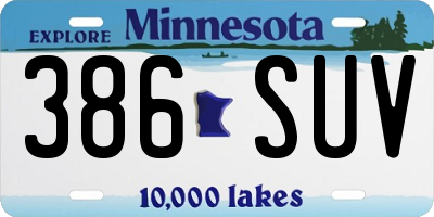 MN license plate 386SUV