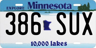 MN license plate 386SUX