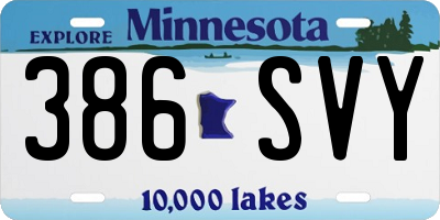 MN license plate 386SVY