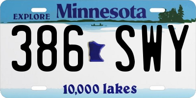 MN license plate 386SWY