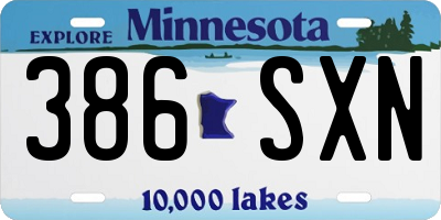 MN license plate 386SXN