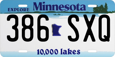 MN license plate 386SXQ