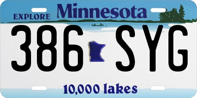 MN license plate 386SYG