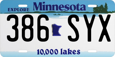 MN license plate 386SYX