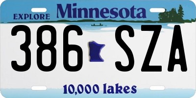 MN license plate 386SZA