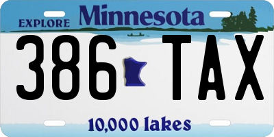 MN license plate 386TAX