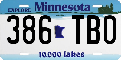 MN license plate 386TBO