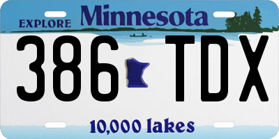 MN license plate 386TDX