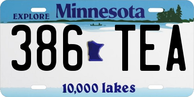 MN license plate 386TEA