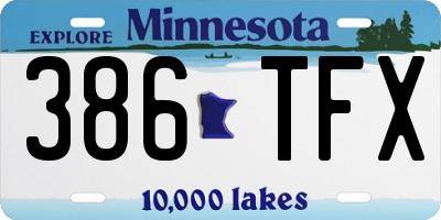 MN license plate 386TFX