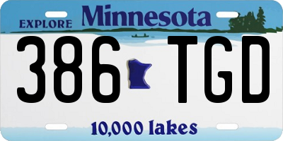 MN license plate 386TGD