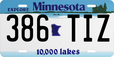 MN license plate 386TIZ