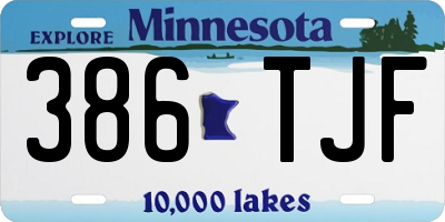 MN license plate 386TJF