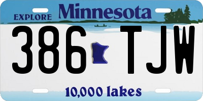 MN license plate 386TJW