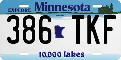 MN license plate 386TKF