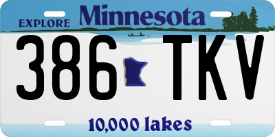 MN license plate 386TKV