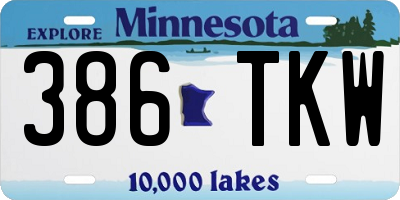 MN license plate 386TKW